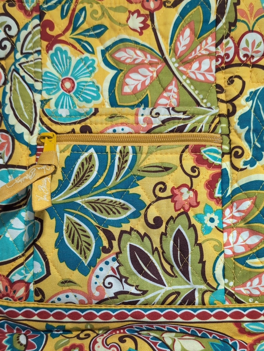 Vera Bradley Laura Quilted Provencal Yellow Floral Shoulder Bag. - Picture 2 of 9